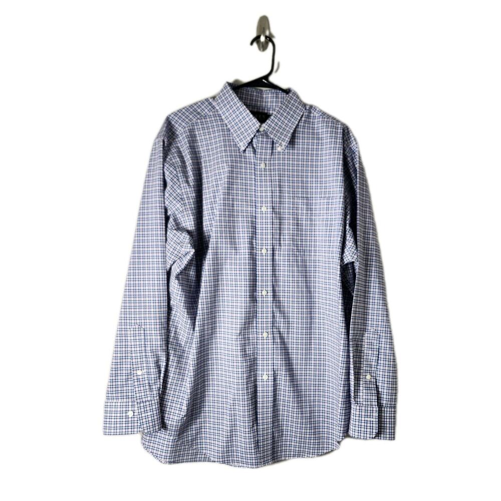 Lauren‎ Ralph Lauren Mens Classic Fit Dress Shirt Size 17 34/35 Blue Plaid